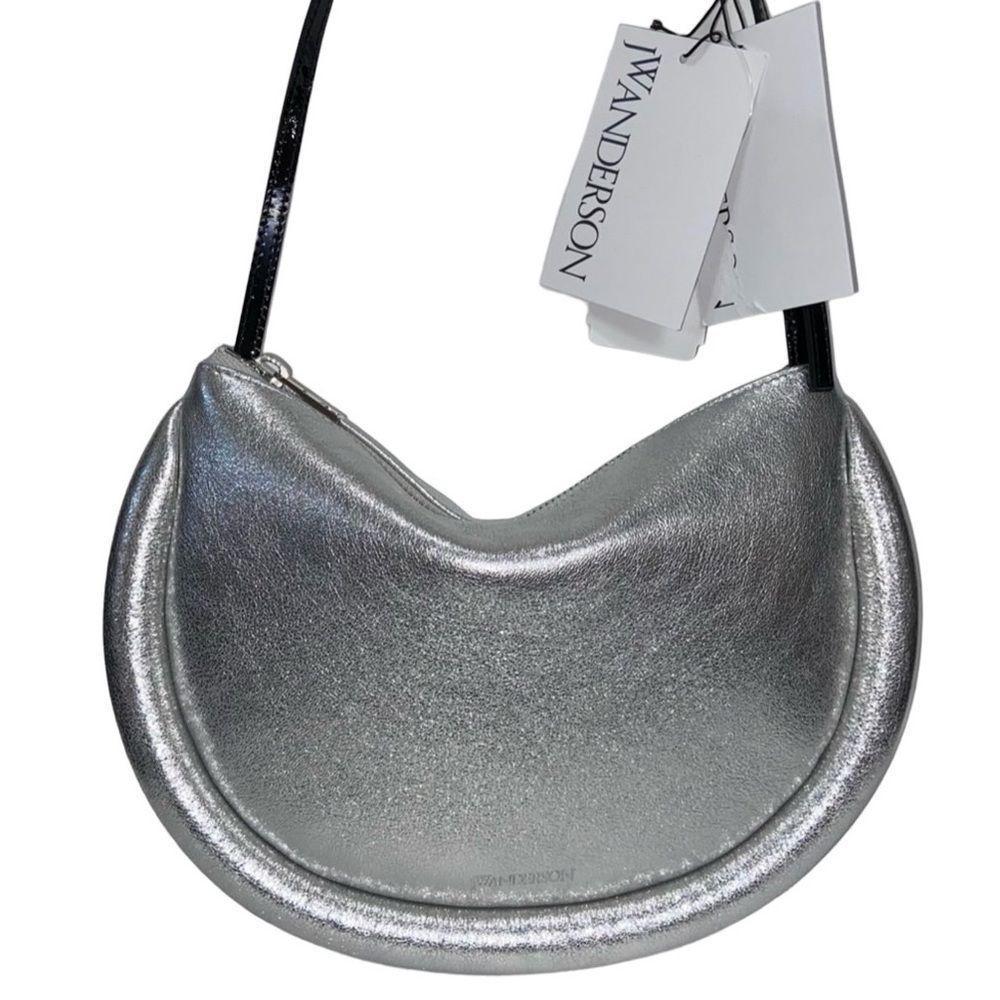 JW ANDERSON The Bumper Moon Metallic Leather Shoulder Bag - Silver